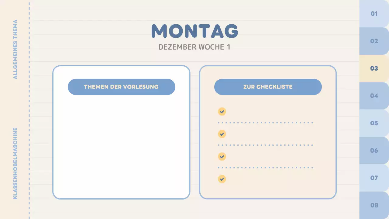 blauer einfarbiger Klassenplaner