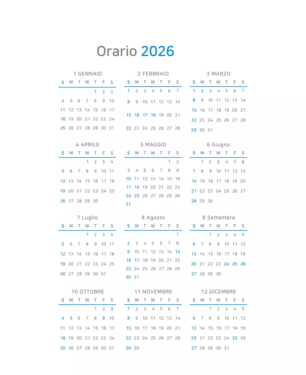 Calendario moderno blu Calendario moderno blu