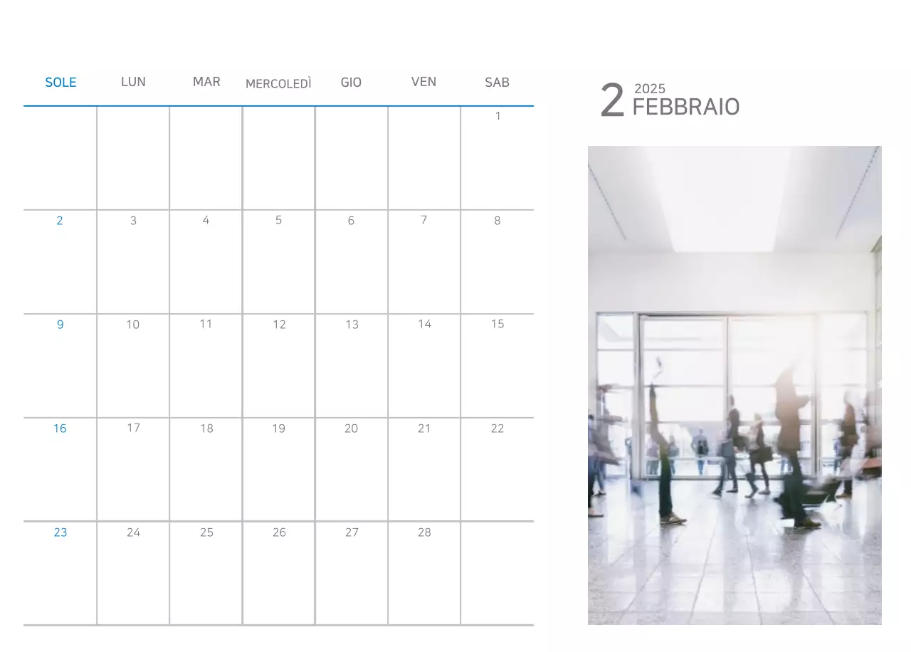 Calendario blu minimalista Promozioni aziendali