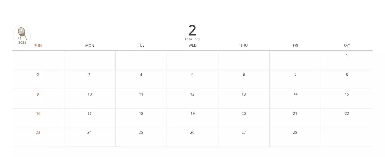 Beige Minimalist Interior Calendar