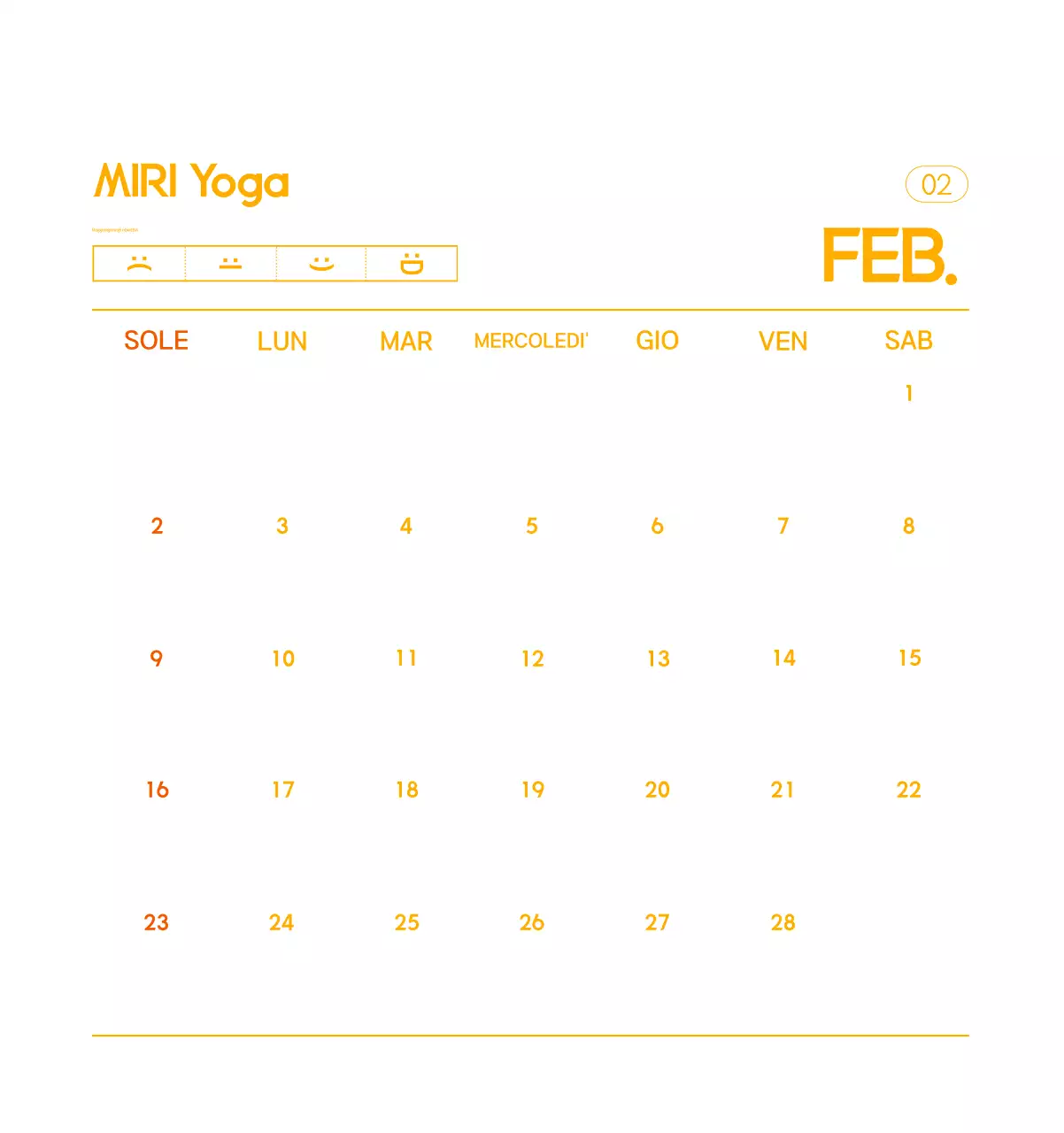 Calendario promozionale arancione dello yoga minimalista