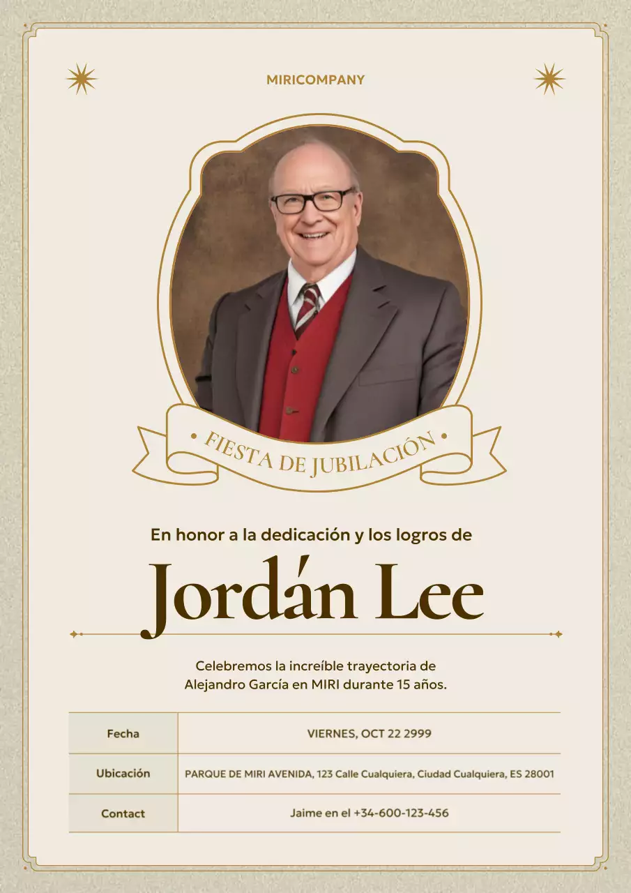 invitación de jubilación clásica beige