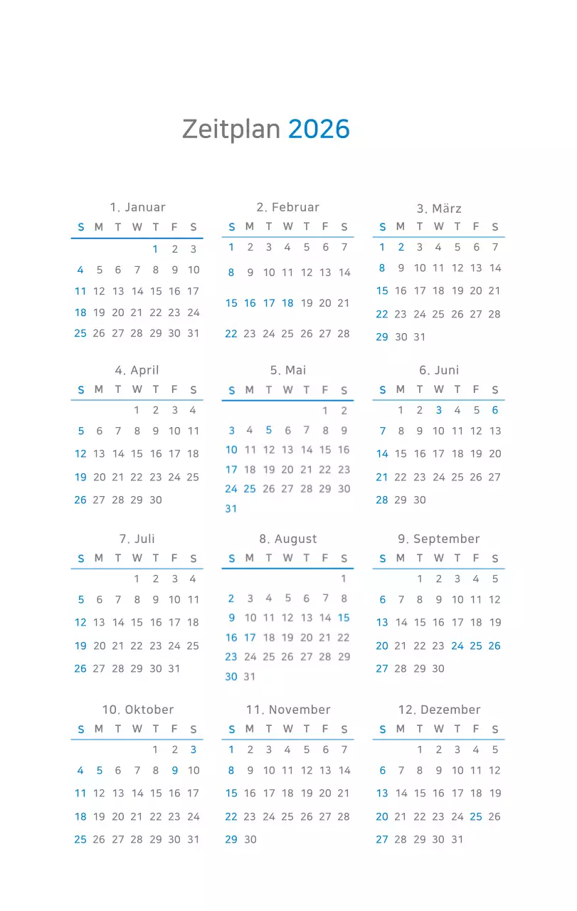 Blauer moderner Kalender Corporate Promotions