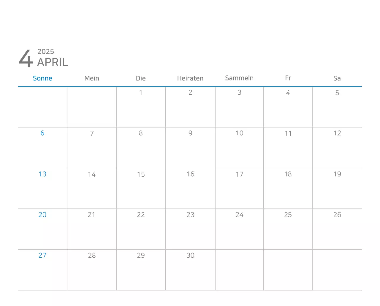 Blauer moderner Kalender Kalender