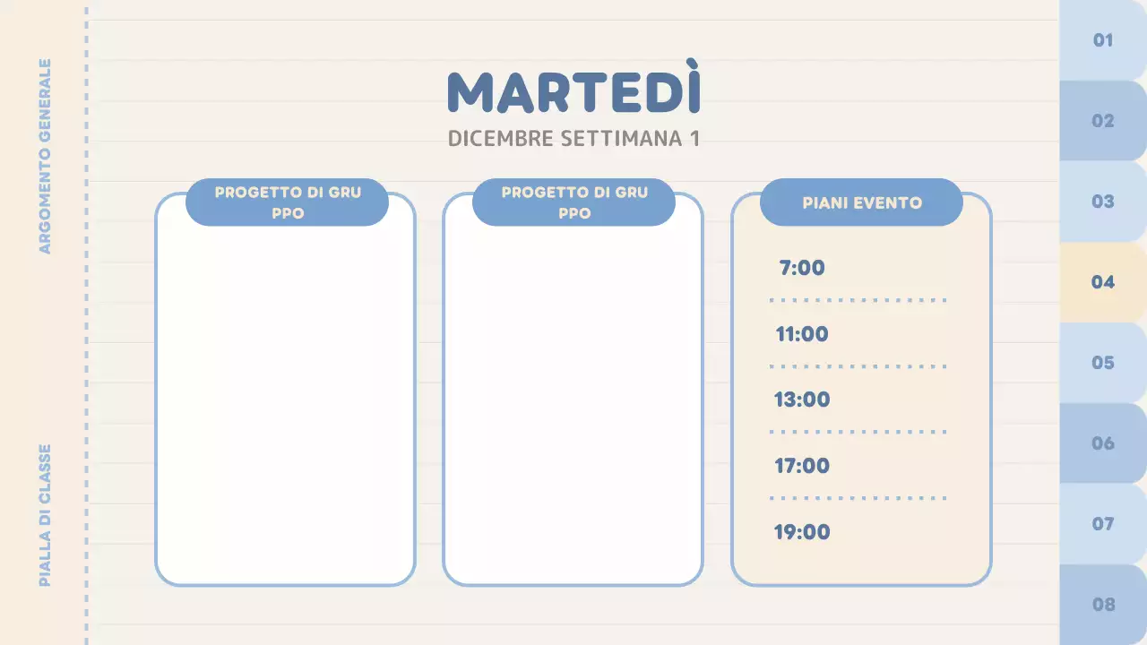 planner di classe a tinta unita blu