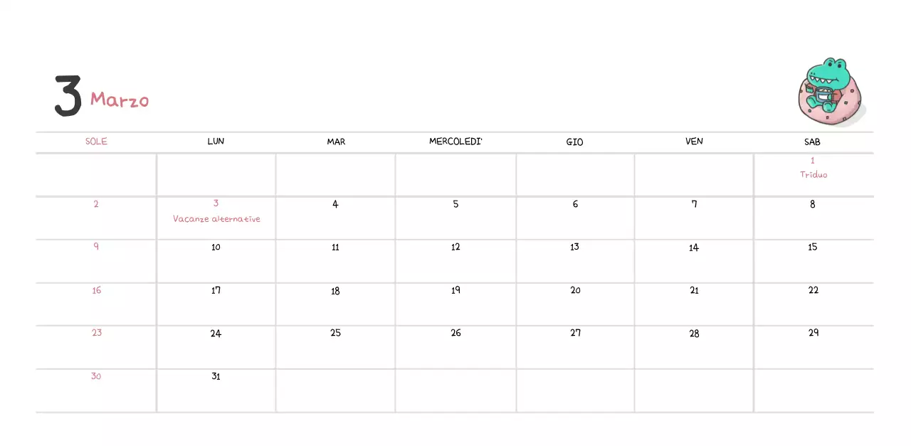 Un calendario con un simpatico concetto di illustrazione di Ago