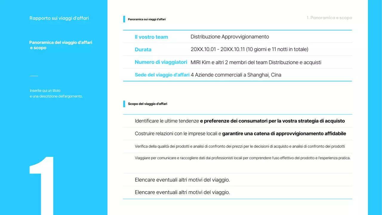 Descrizione del viaggio d'affari minimalista blu chiaro