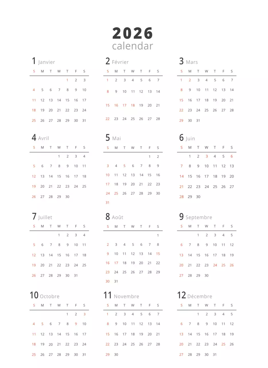 Calendrier intérieur minimaliste beige