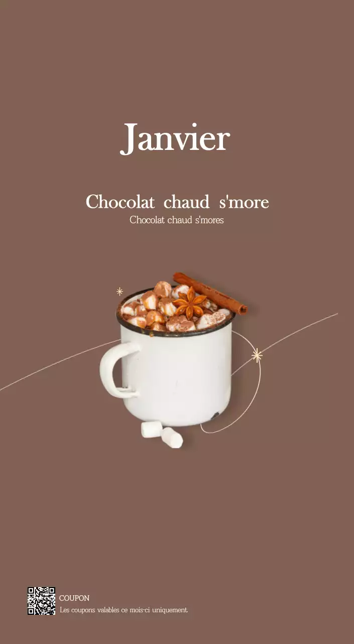 Un calendrier moderne pour les cafés avec des recommandations sur la boisson du mois.