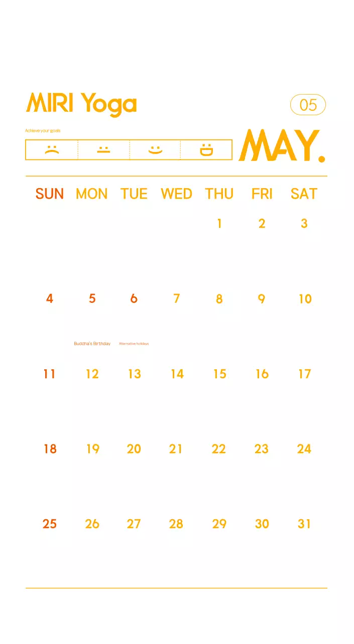 Orange Minimalist Yoga Promotional Calendar