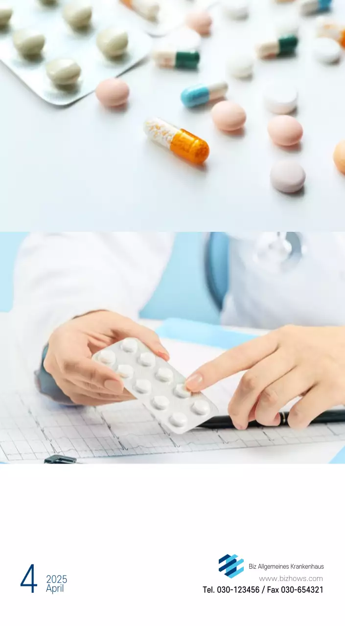 Marineblauer einfacher Krankenhaus-Werbekalender