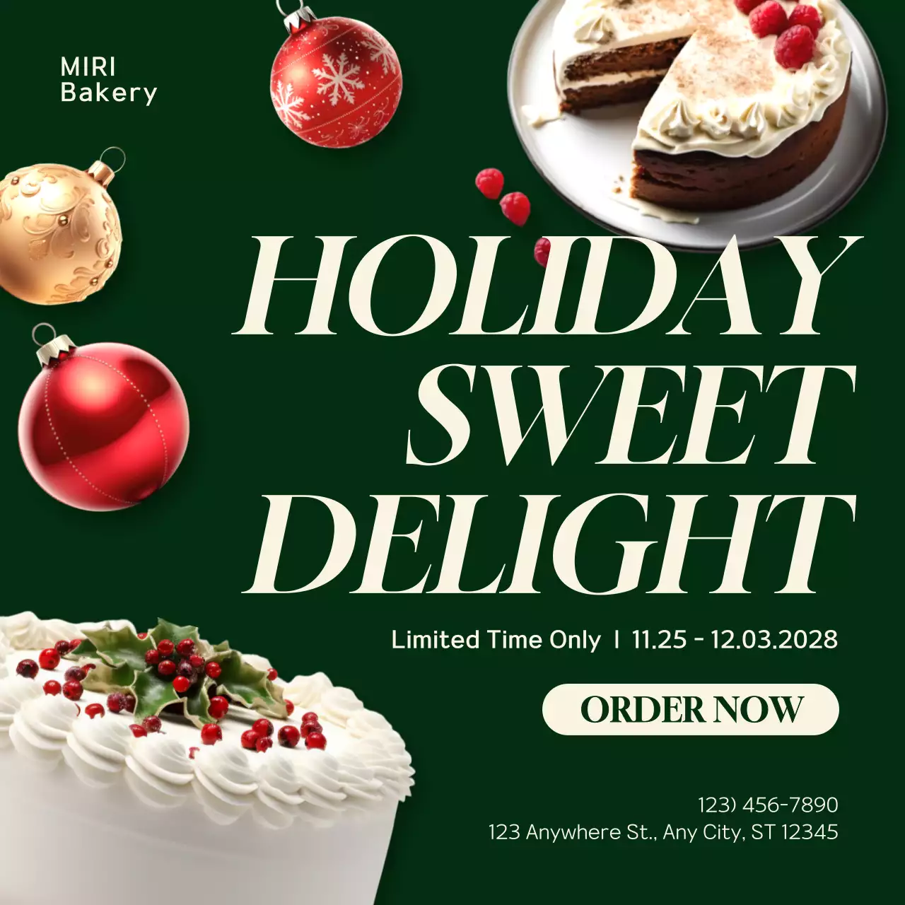 Green Festive Cake Promotion Social Media Post
