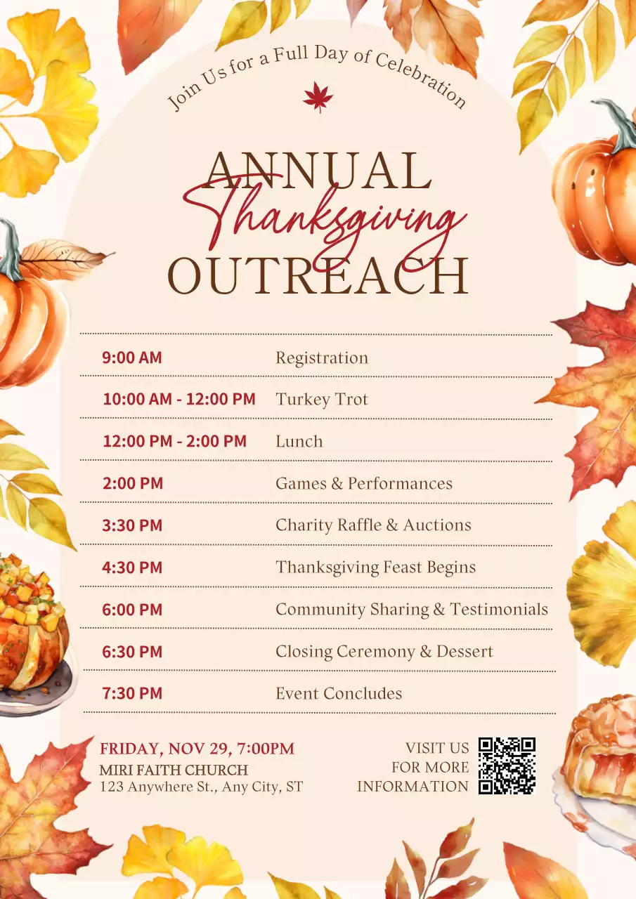 Orange Rustic Thanksgiving Event Poster