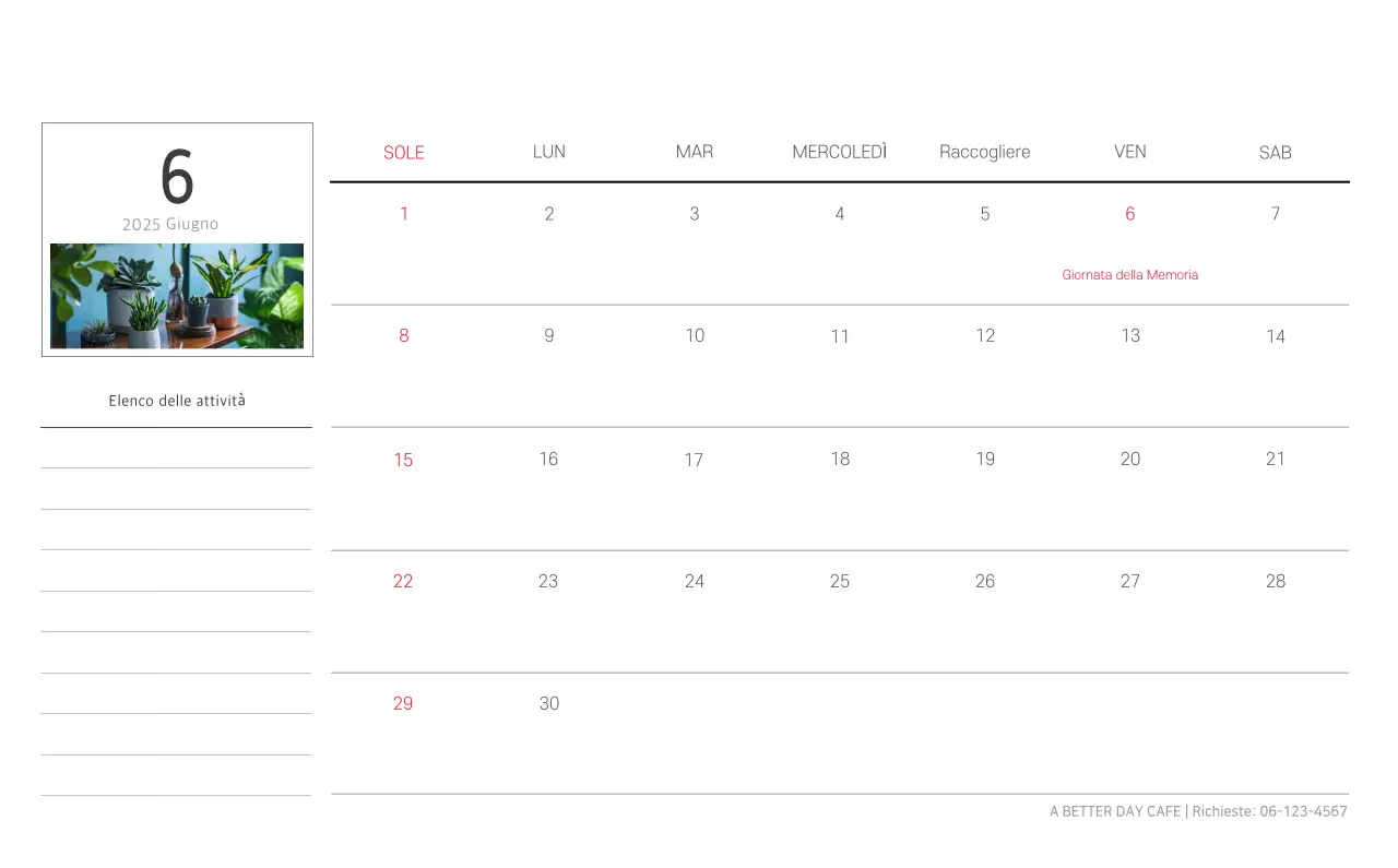 Calendario botanico naturale bianco e pulito