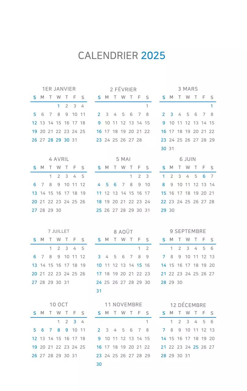 Calendrier moderne bleu Promotions d'entreprise