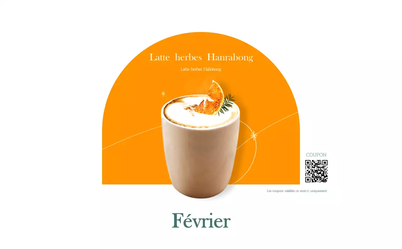 Un calendrier moderne pour les cafés avec des recommandations sur la boisson du mois.