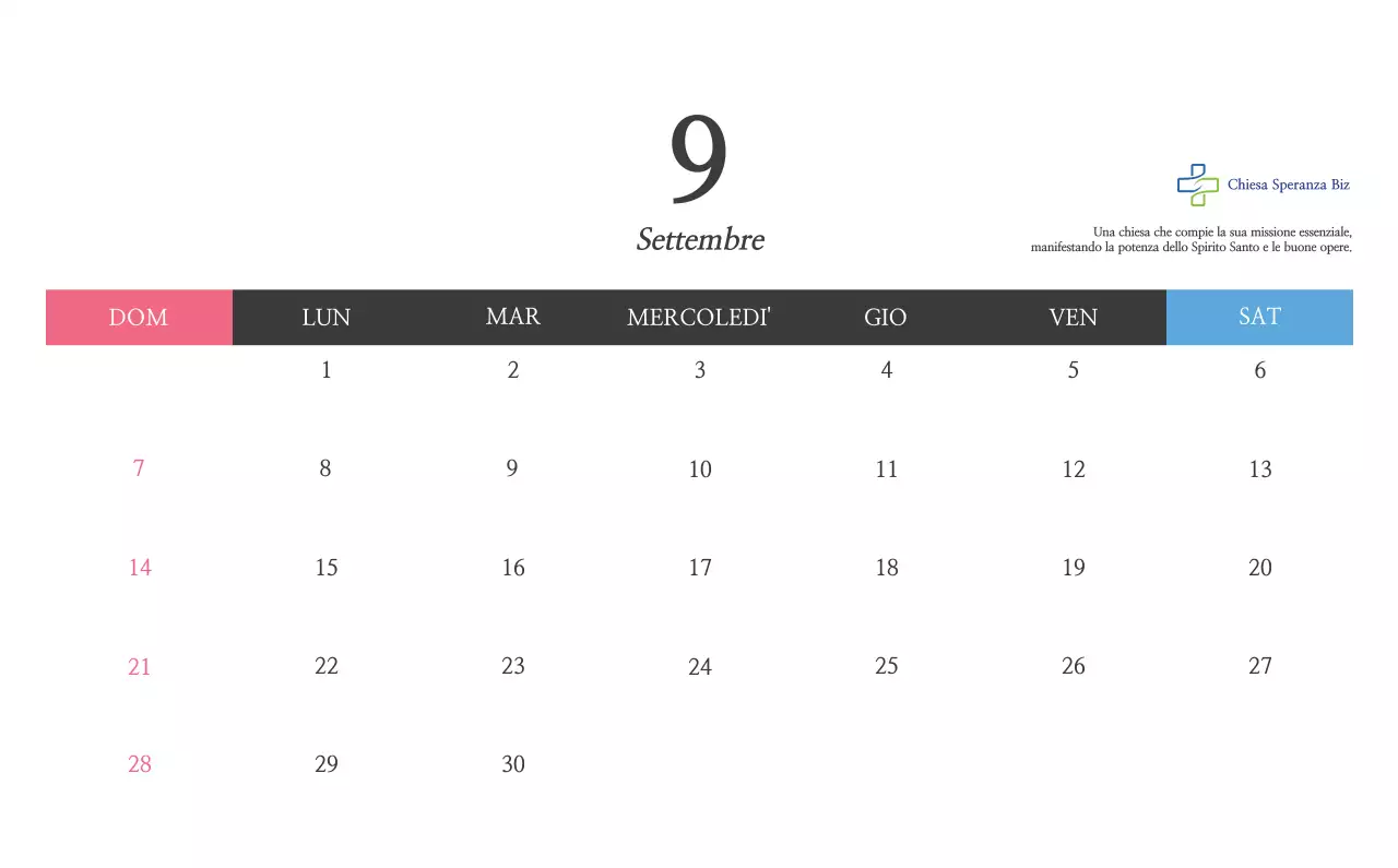 Promozione della chiesa biblica in calligrafia semplice