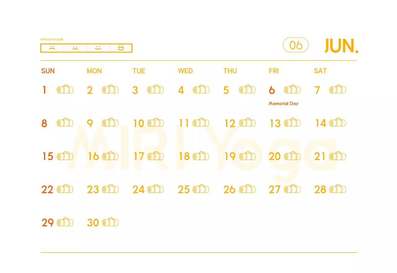 Kalender Promosi Yoga Minimalis Oranye