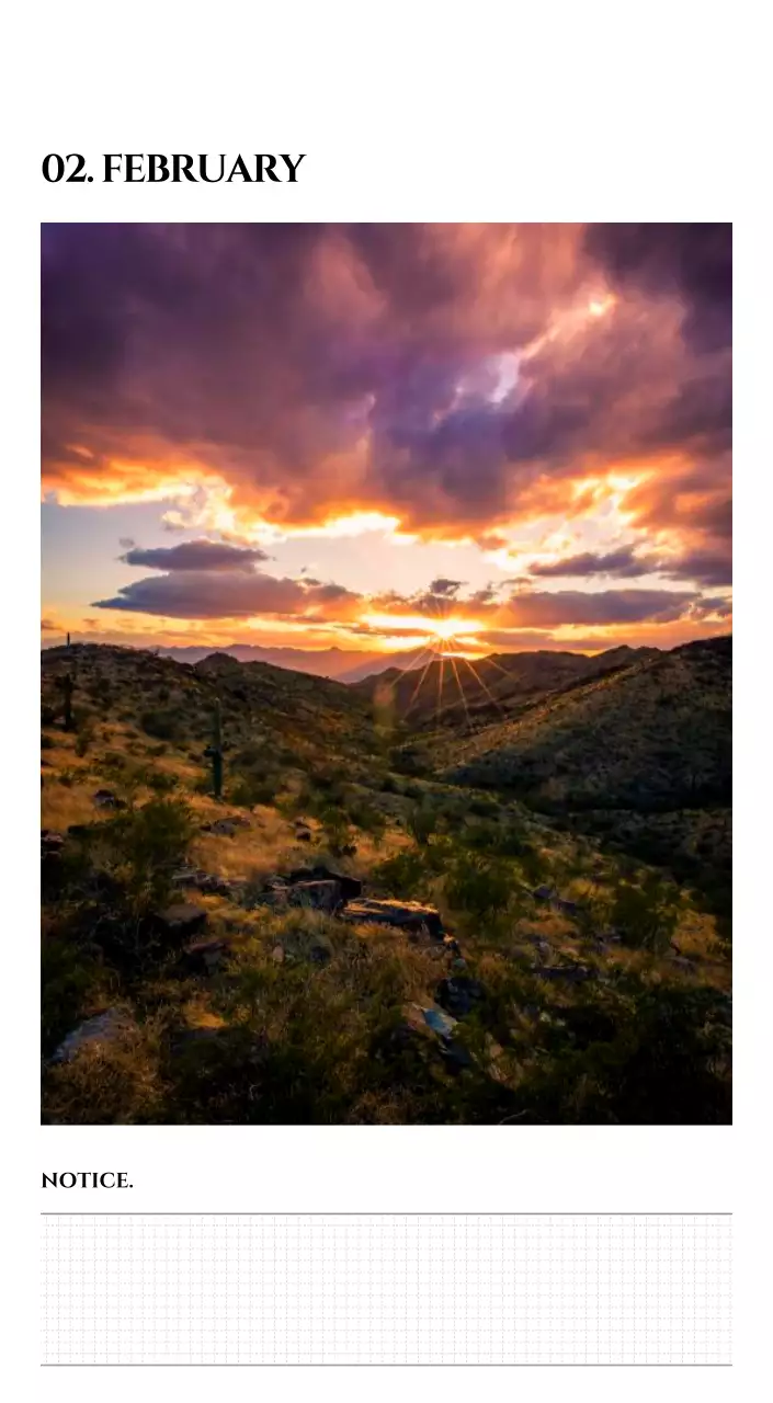 白黒の感性的な旅行写真をコンセプトにしたシンプルなカレンダー。