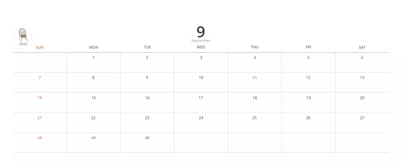 Beige Minimalist Interior Calendar