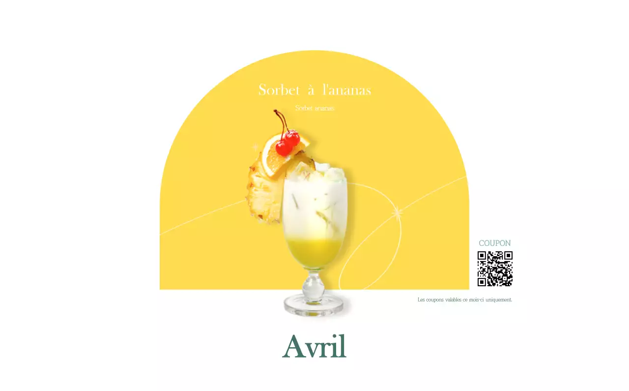 Un calendrier moderne pour les cafés avec des recommandations sur la boisson du mois.