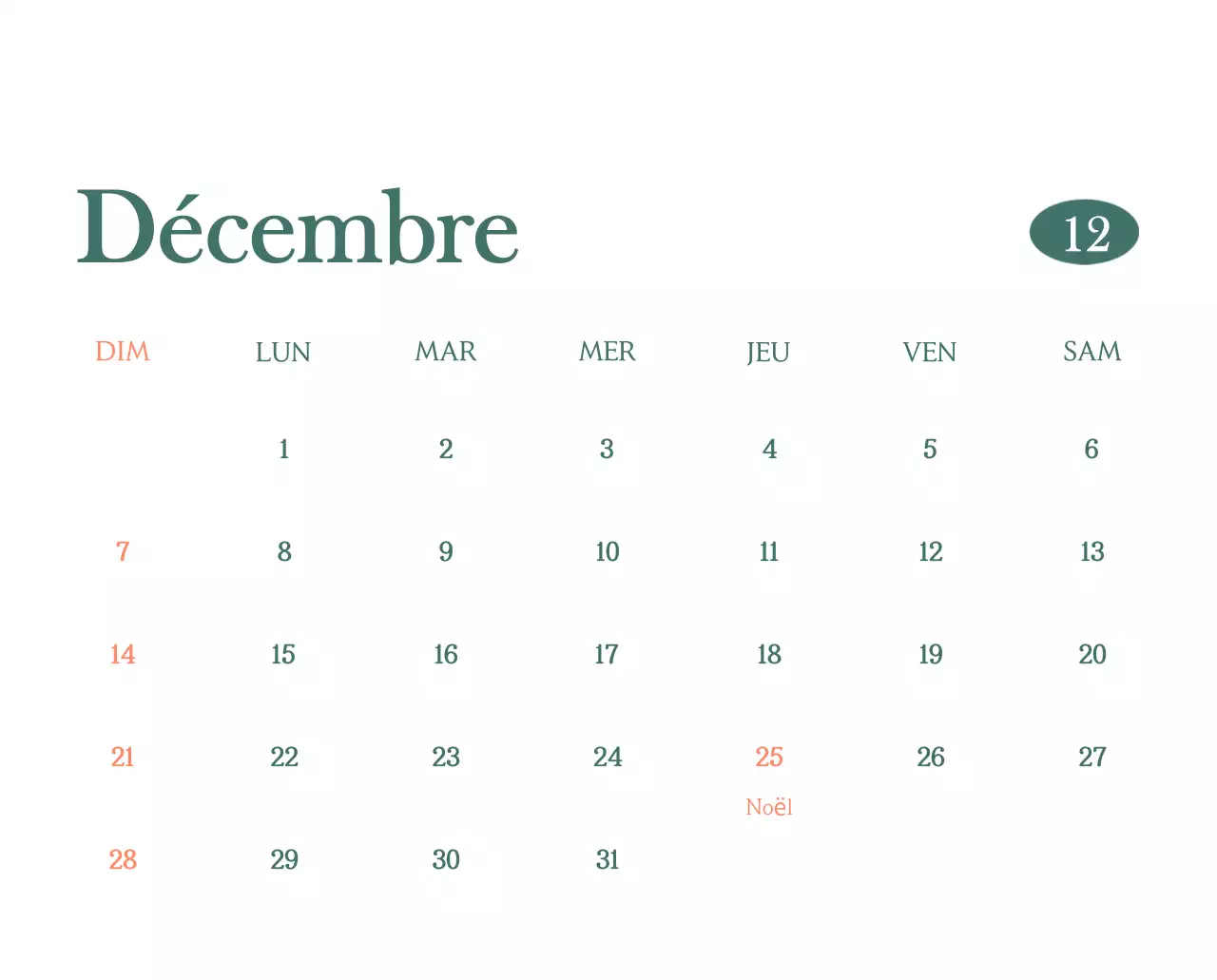 Un calendrier moderne pour les cafés avec des recommandations sur la boisson du mois.