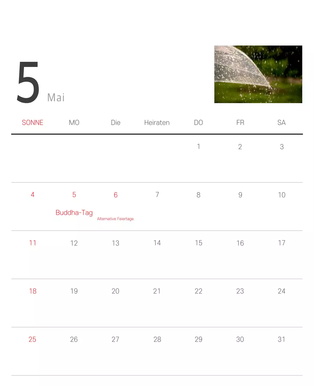 Weißer sauberer botanischer Naturkalender