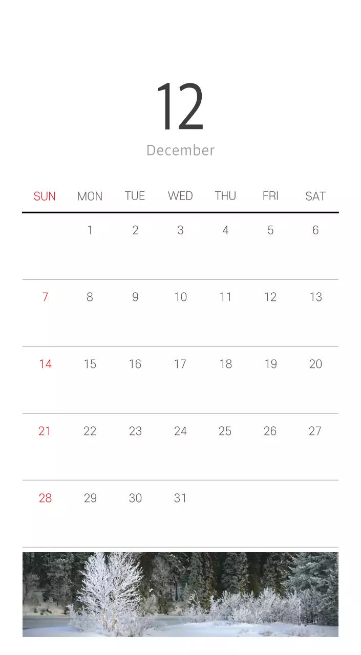 ホワイトのすっきりとしたボタニカルナチュラルカレンダー