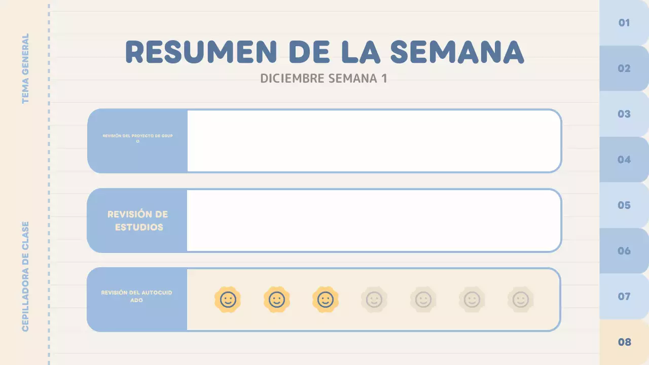planificador de clases azul liso