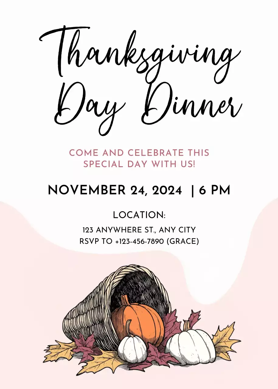 Beige Traditional Thanksgiving Invitation Poster