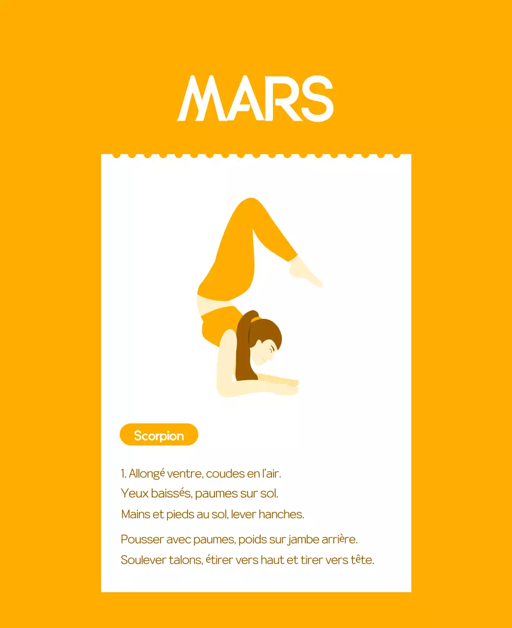 Calendrier promotionnel de yoga minimaliste orange