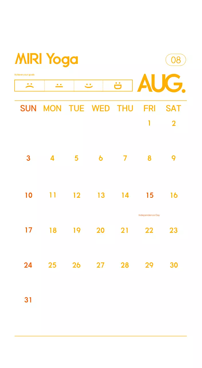 Orange Minimalist Yoga Promotional Calendar