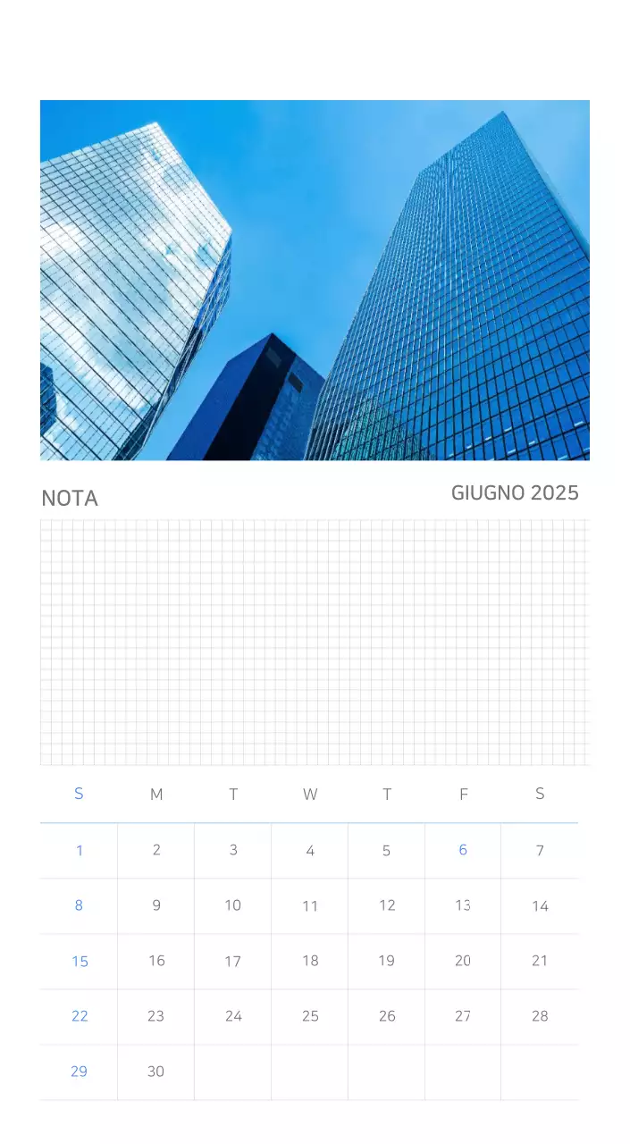 Calendario minimalista blu