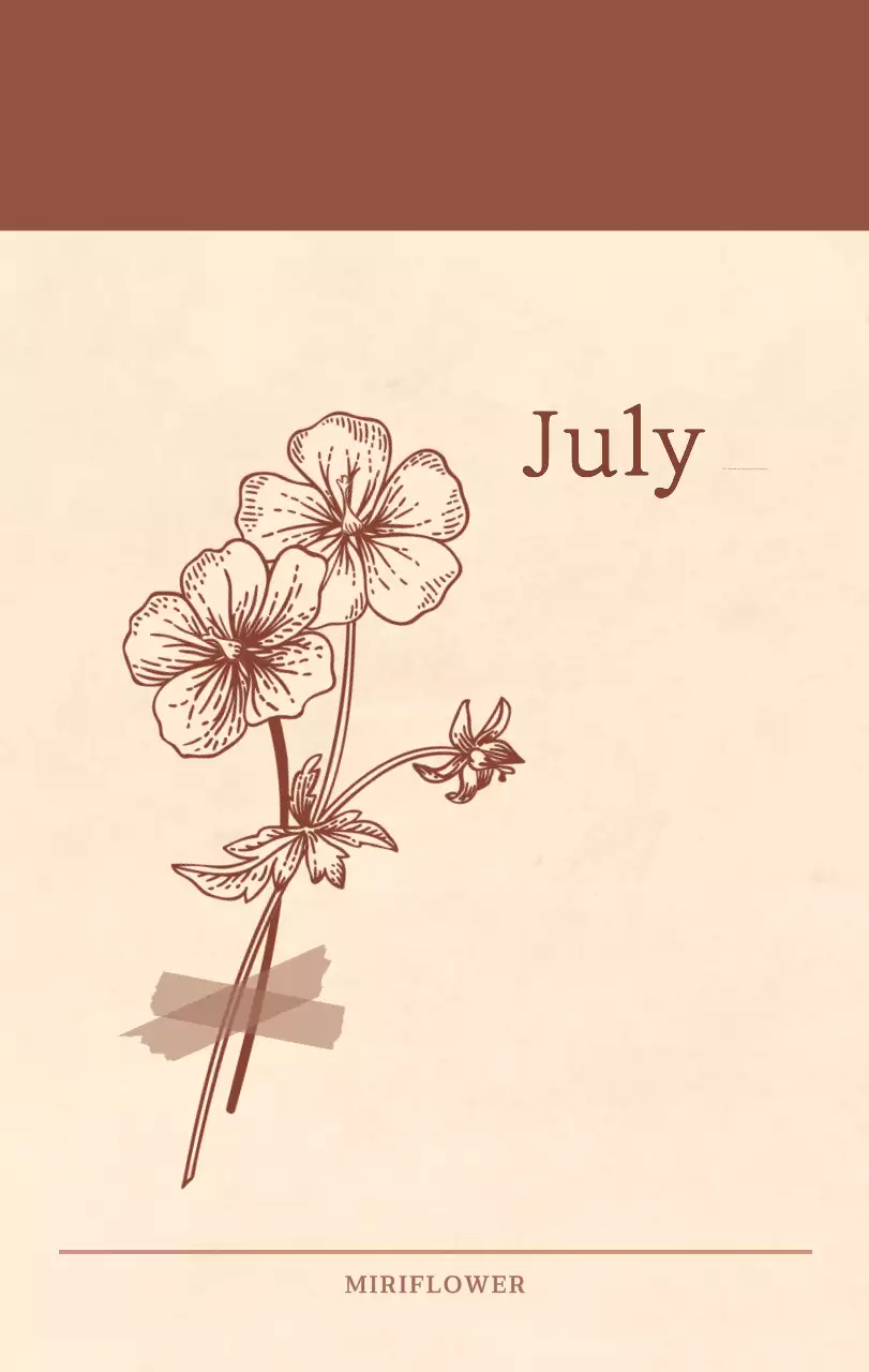 Kalender toko bunga sentimental dengan konsep kertas tenun berwarna coklat muda dan coklat