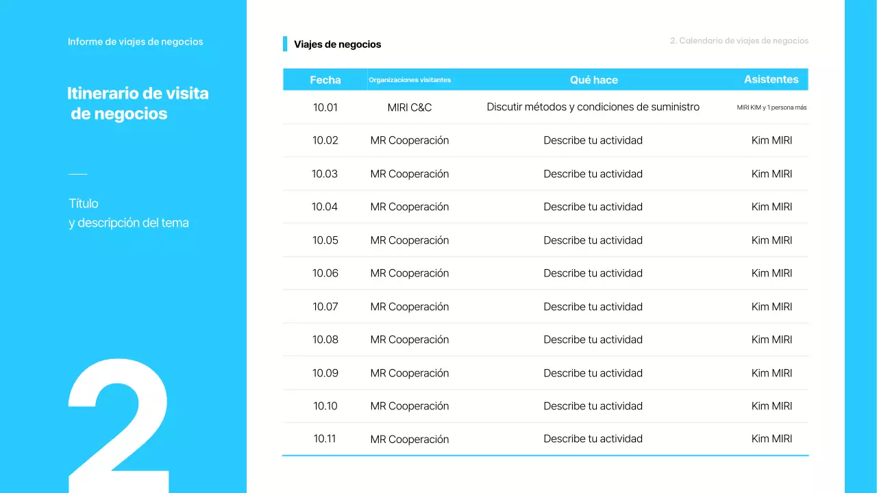 Descripción del viaje de negocios minimalista en azul claro