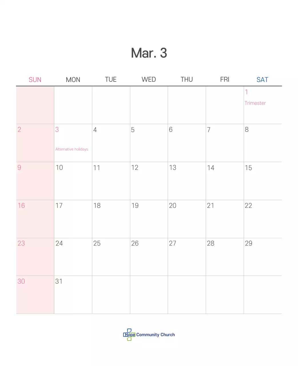 Ilustrasi gereja yang bersih dengan warna pastel