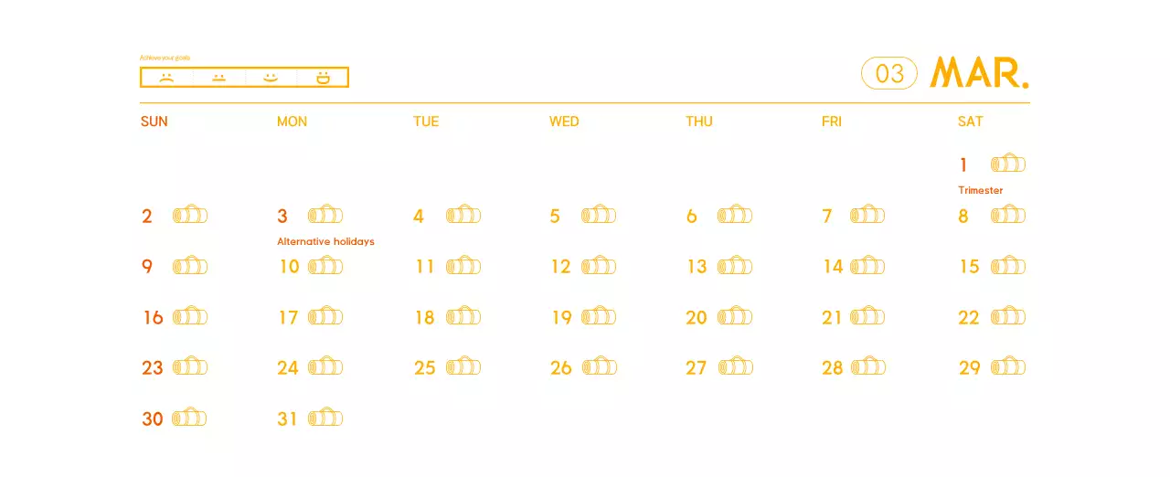 Orange Minimalist Yoga Promotional Calendar