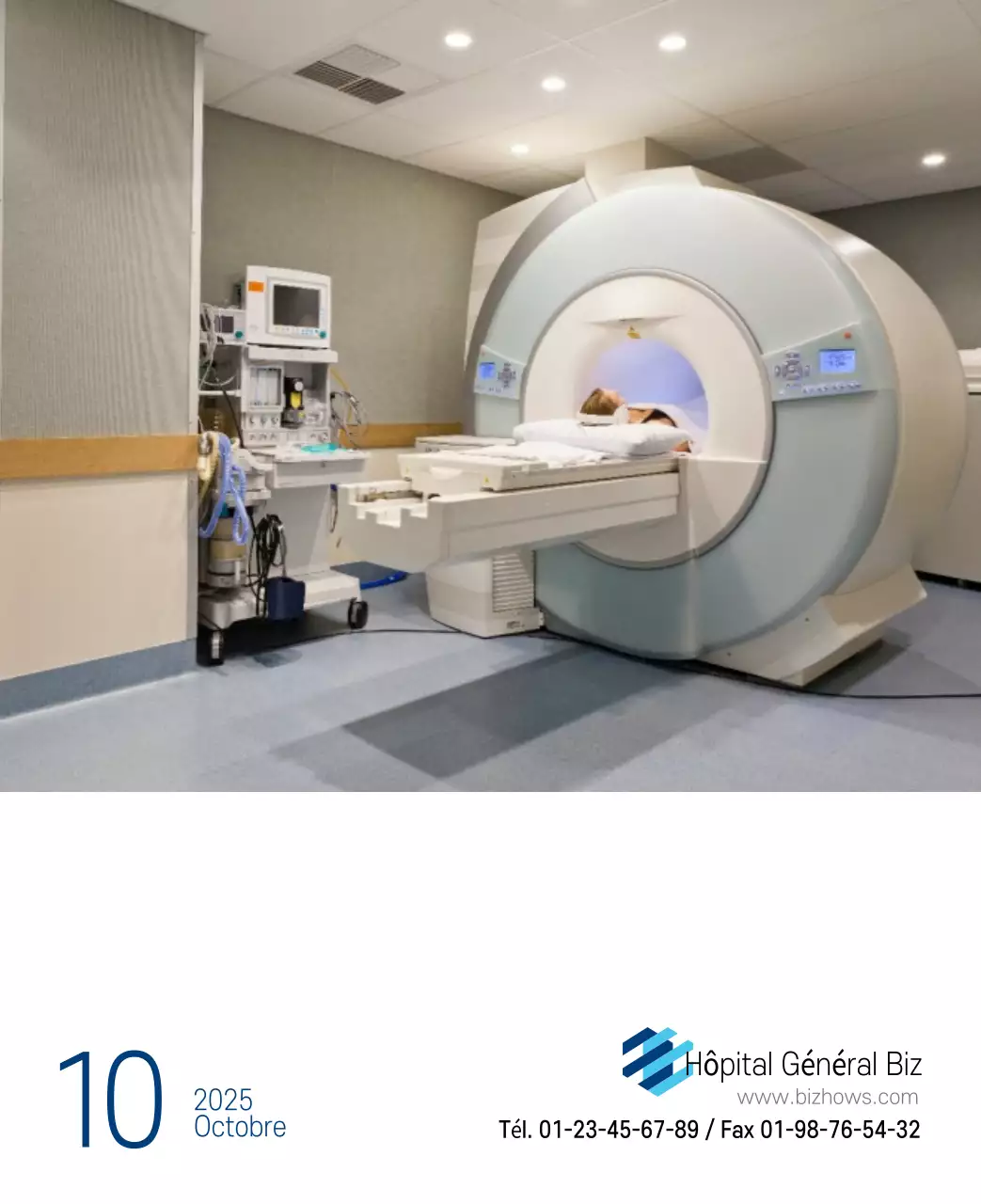 Calendrier promotionnel d'hôpital simple blanc marine