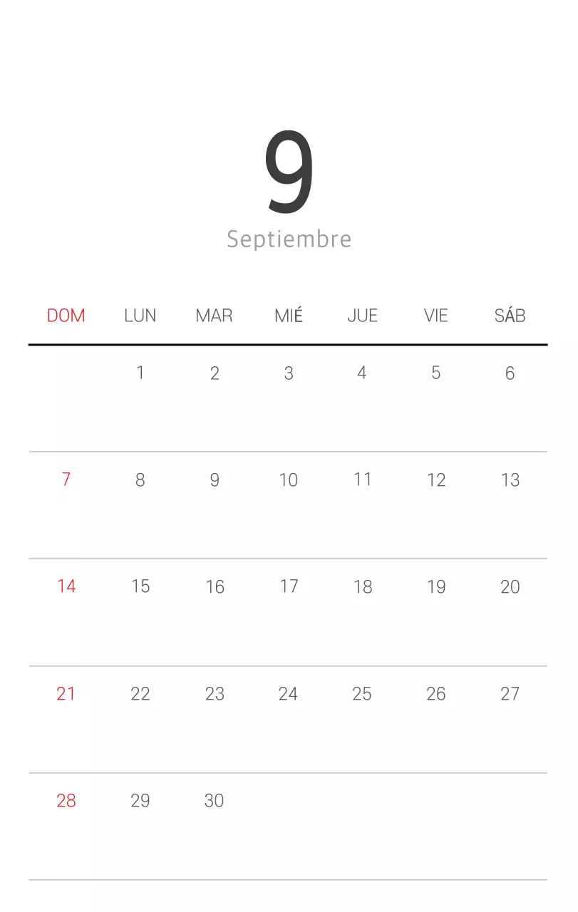 Calendario blanco de naturaleza botánica limpia