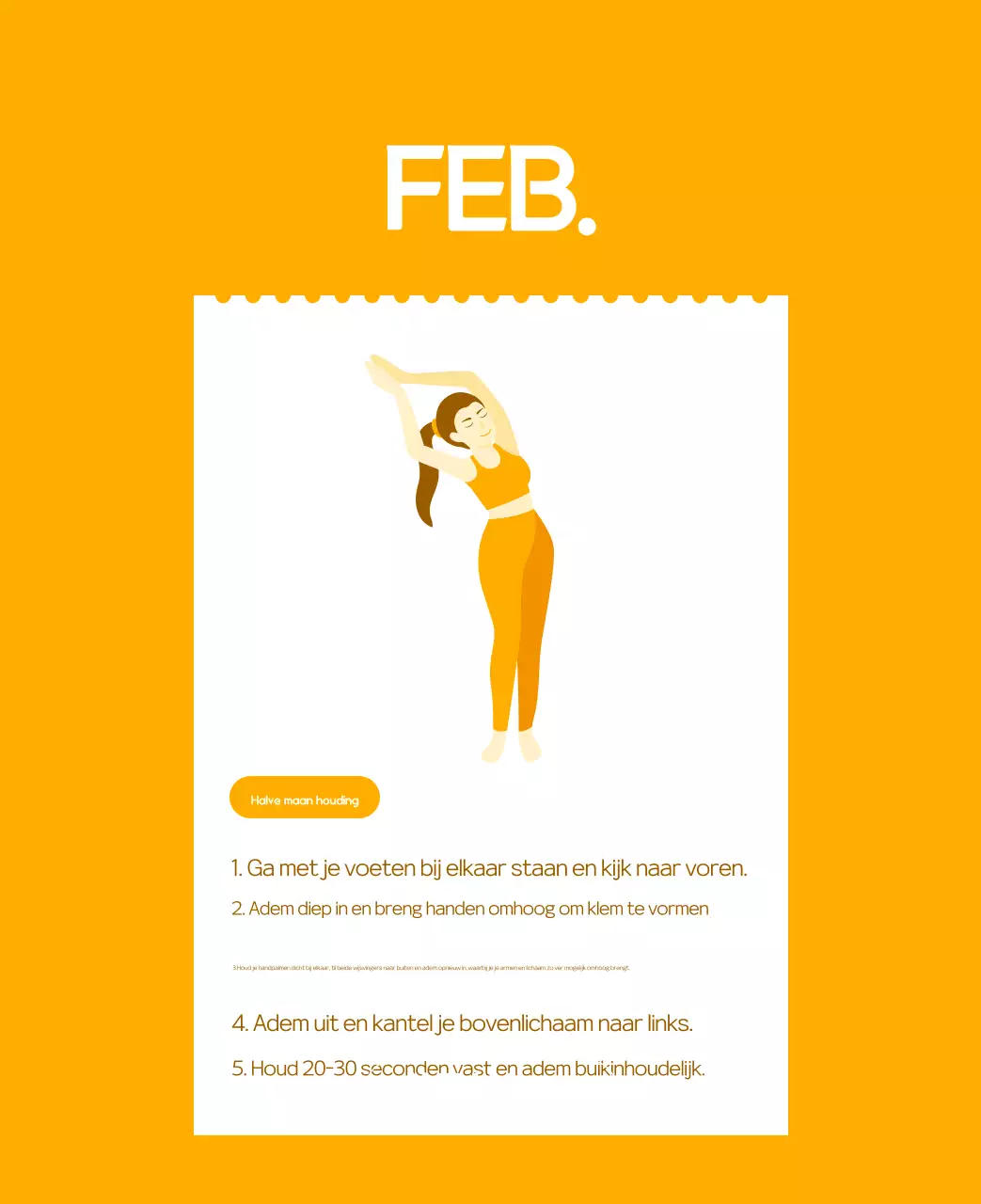 Oranje Minimalistische Yoga Promotiekalender