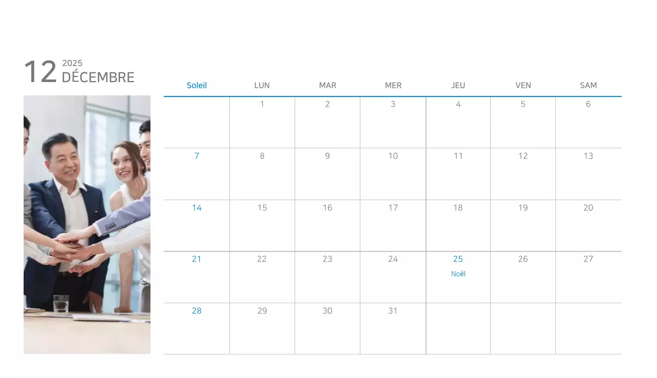 Calendrier moderne bleu Calendrier