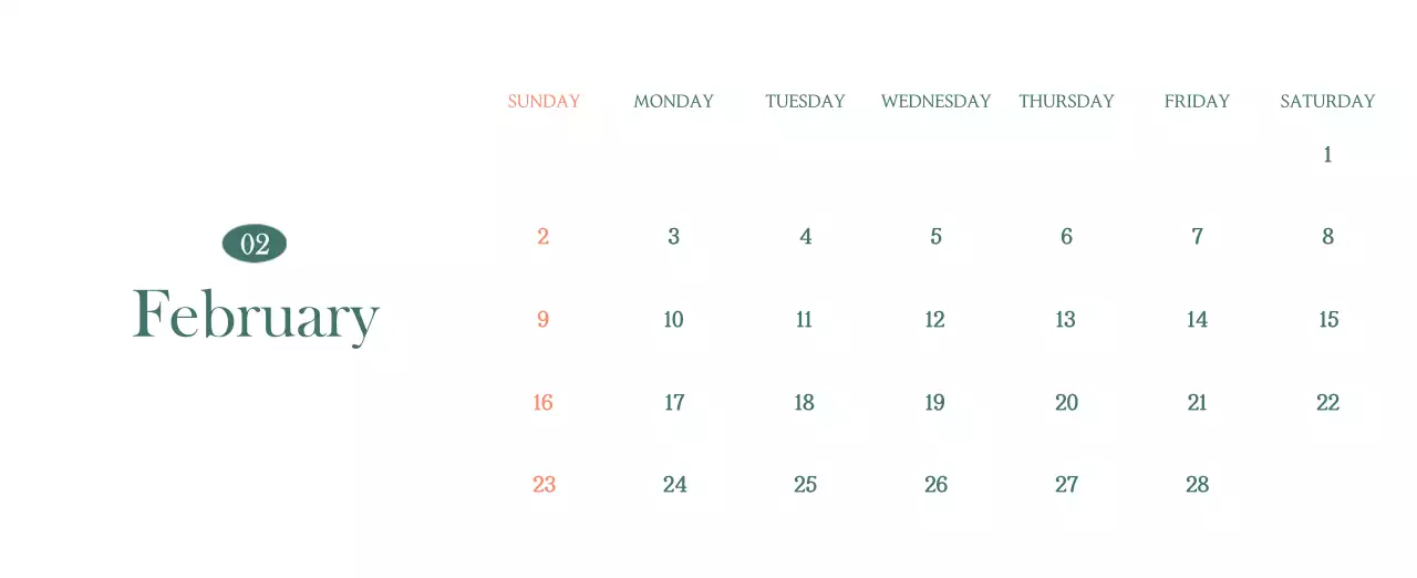 A modern cafe calendar with drink of the month recommendations