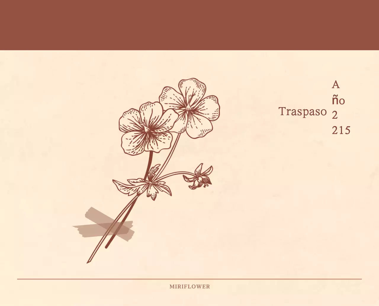 Un calendario sentimental de floristería en papel de lana marrón claro y marrón concepto