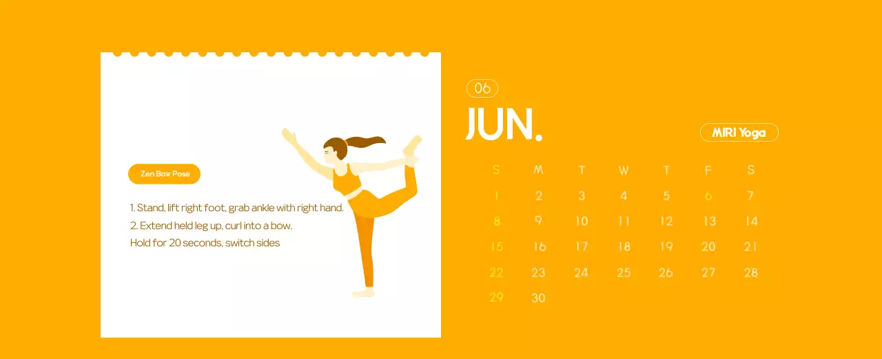 Orange Minimalist Yoga Promotional Calendar