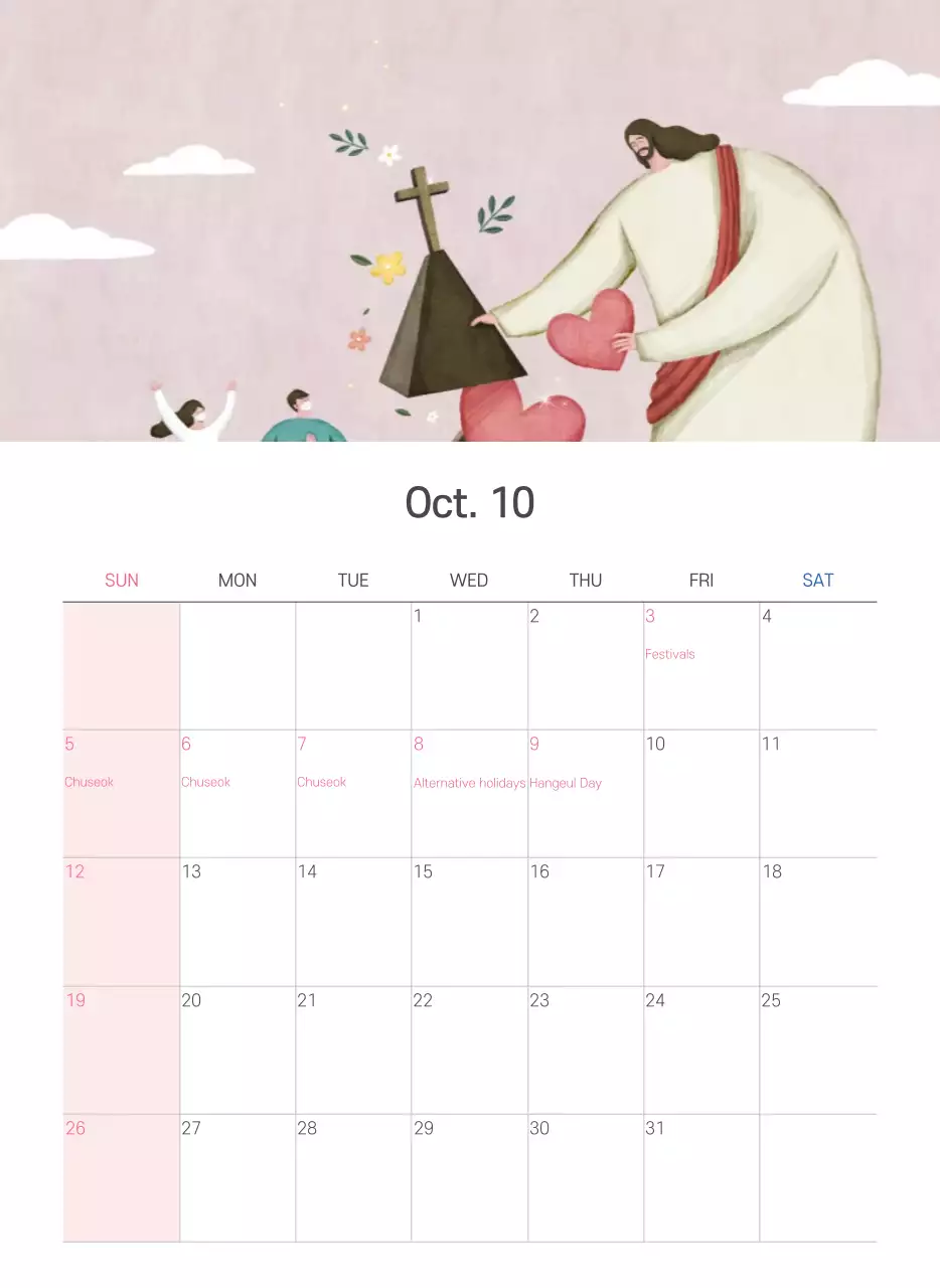 Gereja ilustrasi pastel yang bersih