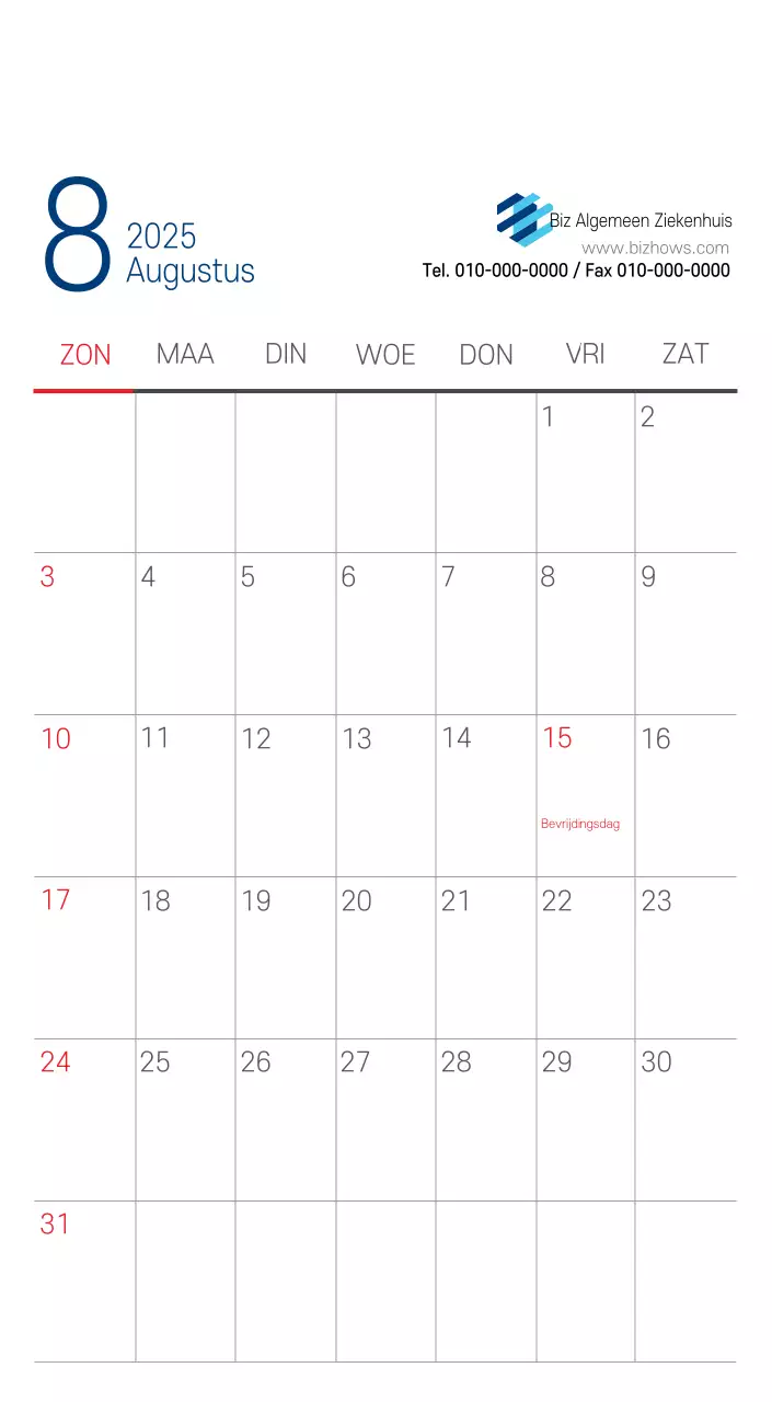 Navy Witte Eenvoudige Ziekenhuis Promotiekalender