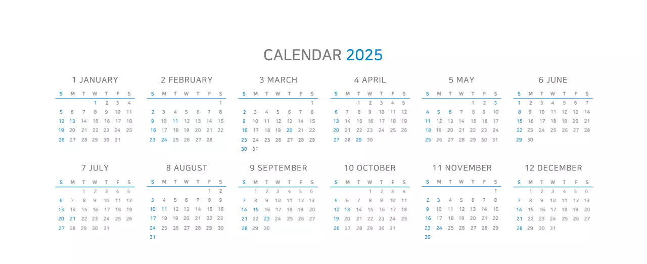 ブルーモダンカレンダー企業広報