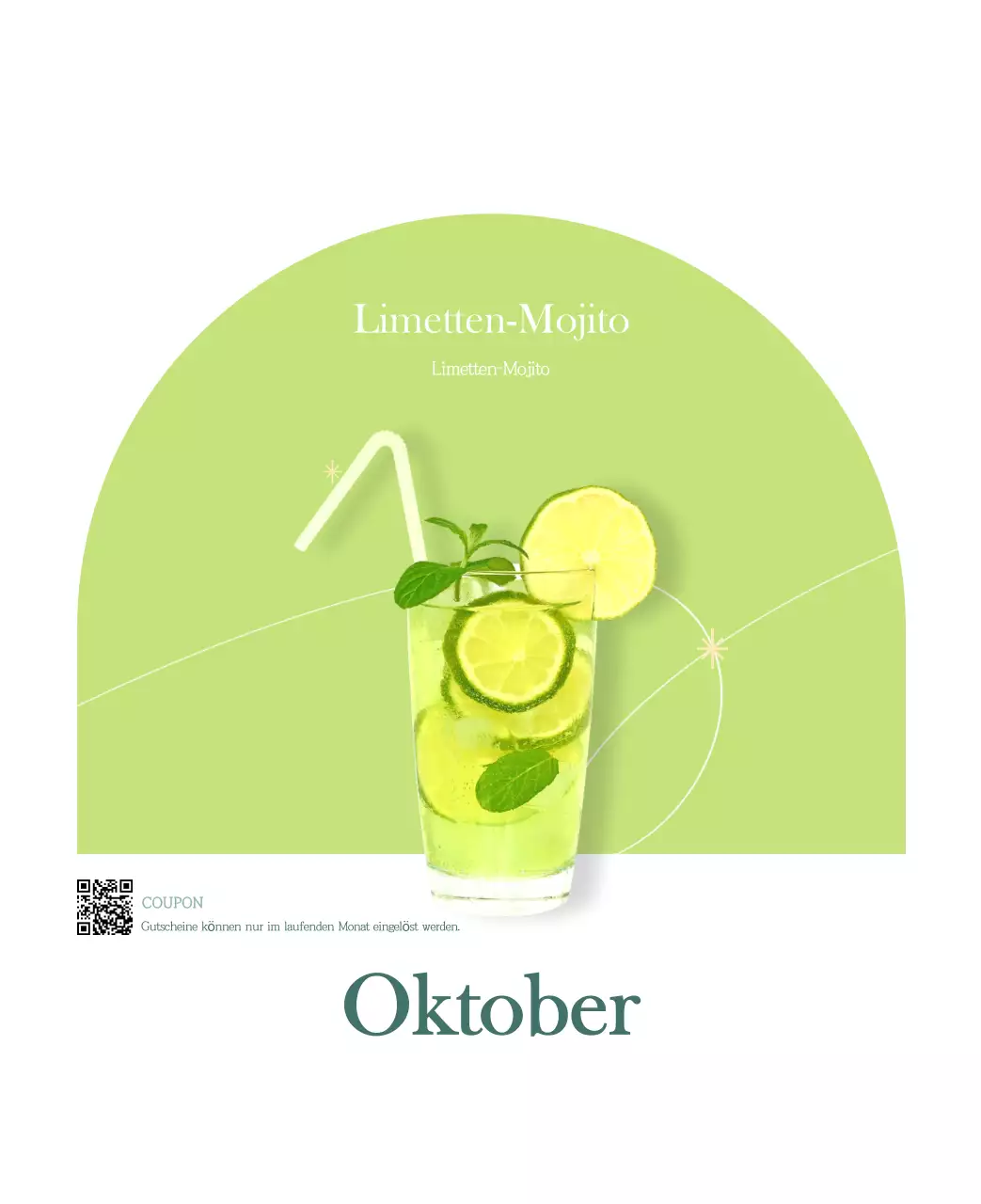 Ein moderner Café-Kalender mit Empfehlungen für das Getränk des Monats