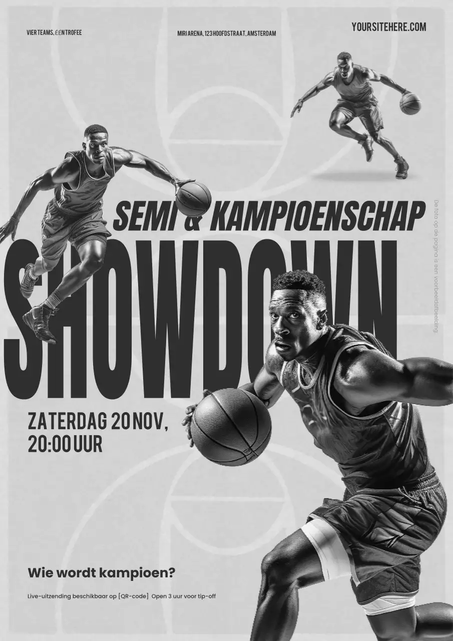 grijs vet basketbal aankondiging