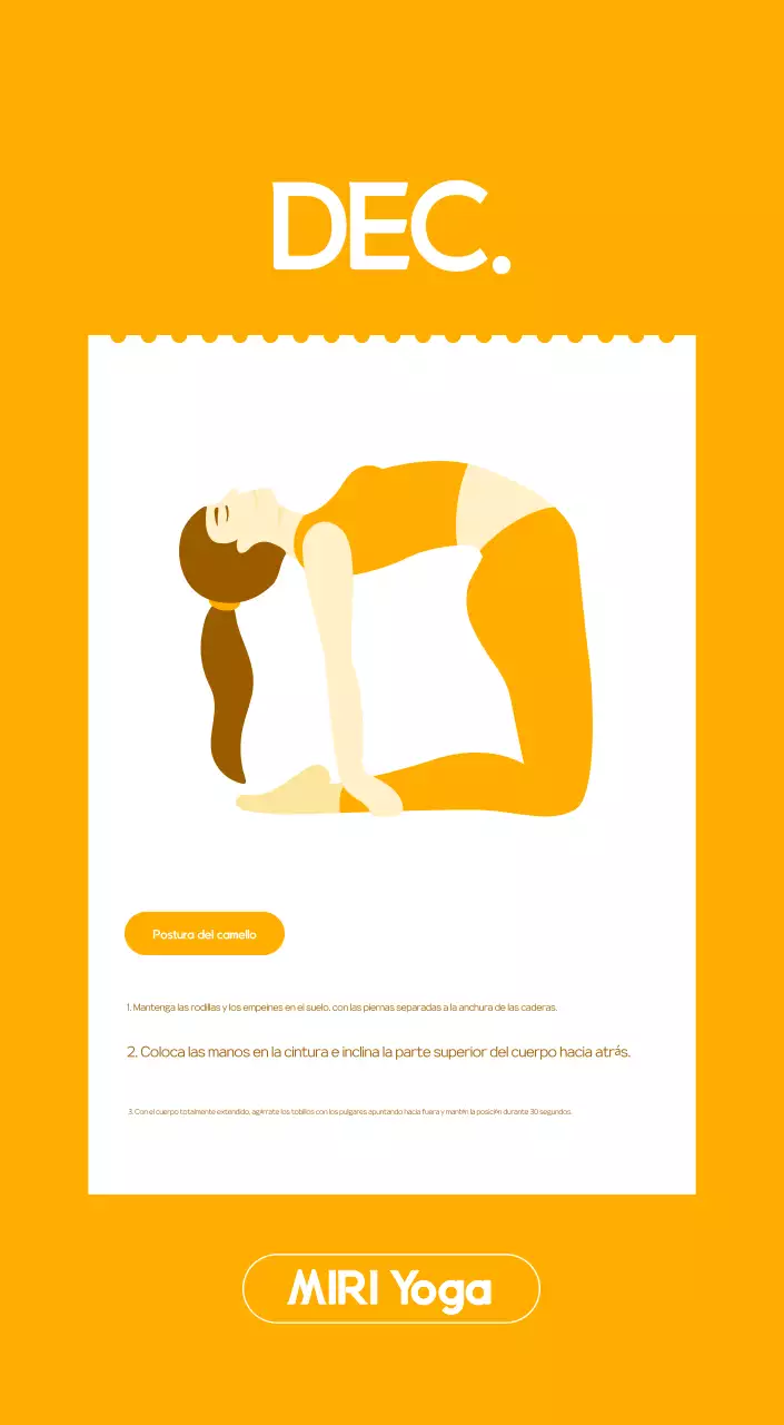 Calendario promocional de yoga minimalista naranja